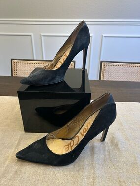 Sam Edelman Black Suede Pointed Toe Stiletto Heels very worn size 10